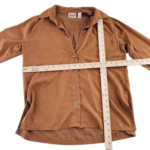 Chicos Design Brown Button-Up Long Sleeve Shirt Top Size 0 Polyester Womens Casu - Picture 3 of 5